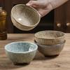 Retro Japanische Ofengebrannte Unregelmäßige Keramikschale - Dreibeiniges Design für Reis, Dessert oder Porridge