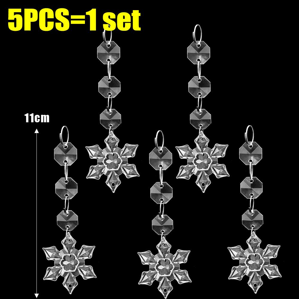 5/48Pcs Christmas Clear Acrylic Pendant Snowflake Icicle Water Drop Decoration for Xmas Tree Winter Party Acrylic Ice Pendants