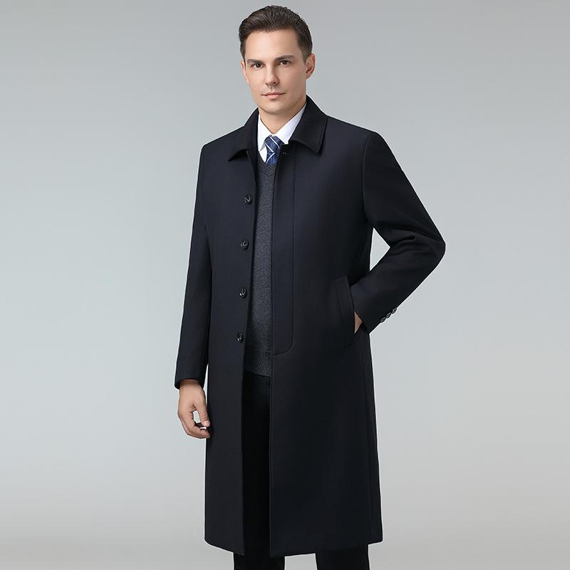 Men's Middle-aged and Elderly Down Jacket Men's Winter New Thickened Long Over-the-knee Jacket for the Elderly, Middle-aged and Dad