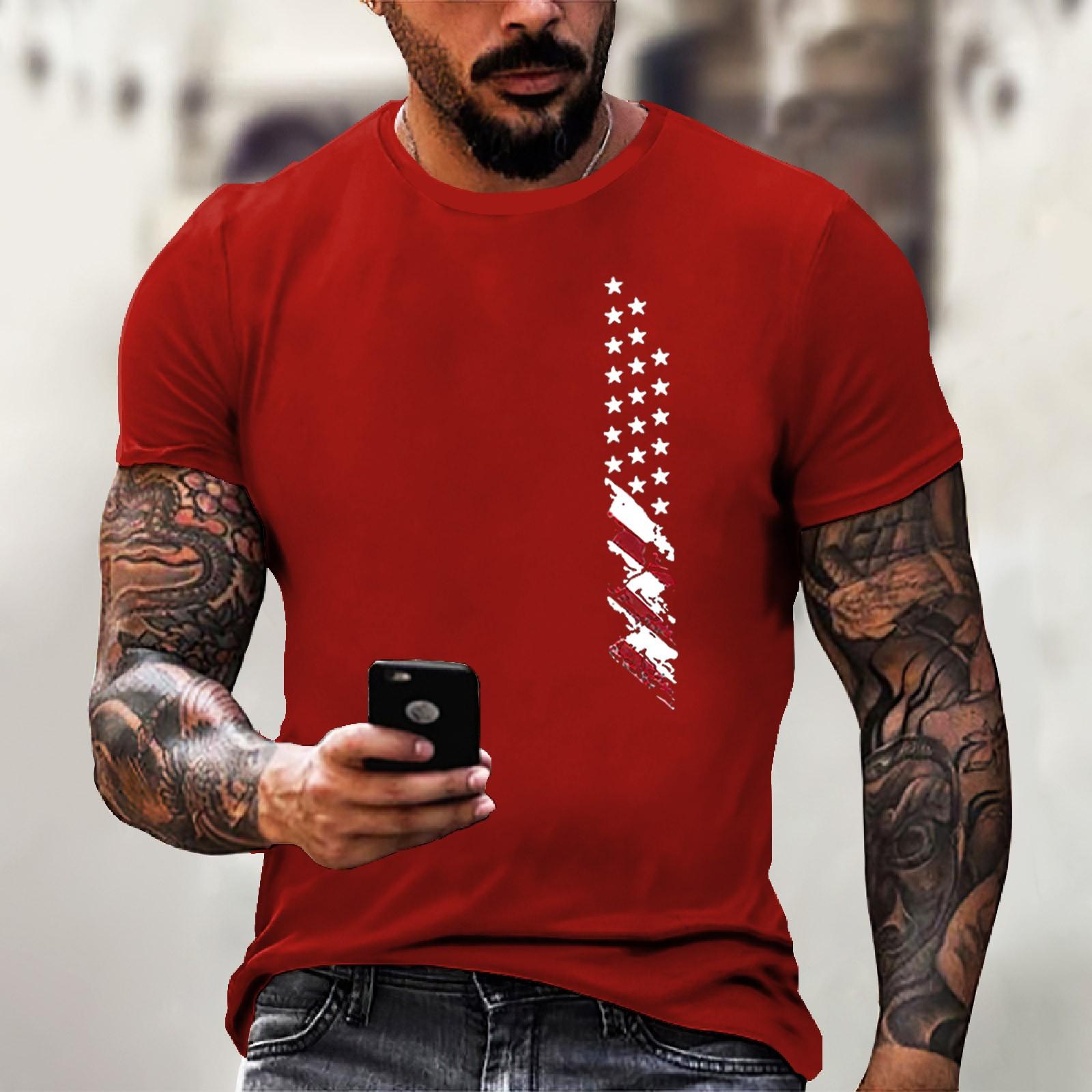 

Мужская футболка с короткими рукавами и принтом «День независимости» L винный