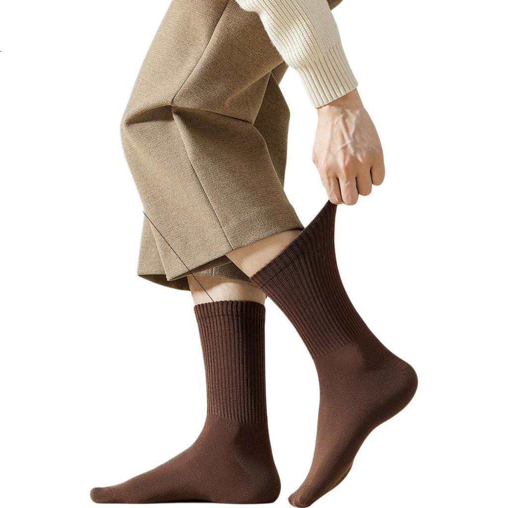 Qin Xiangjian Men's Natural Ramie Mid-Calf Socks Autumn Winter 10A Antibacterial Deodorant Thermal Warm Loose Top Socks