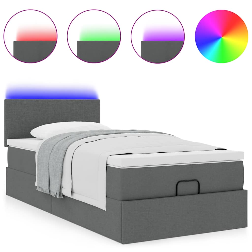 Vidaxl Struttura Letto Ottoman con Materasso, Grigia, 100x200 cm, Tessuto