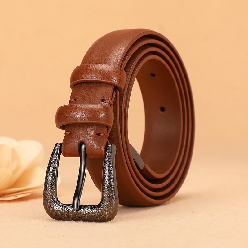 Pin Buckle Leather Cowhide Belt Women'S Decoration Casual Denim Retro Belt Niche Belt Women'S Clearance