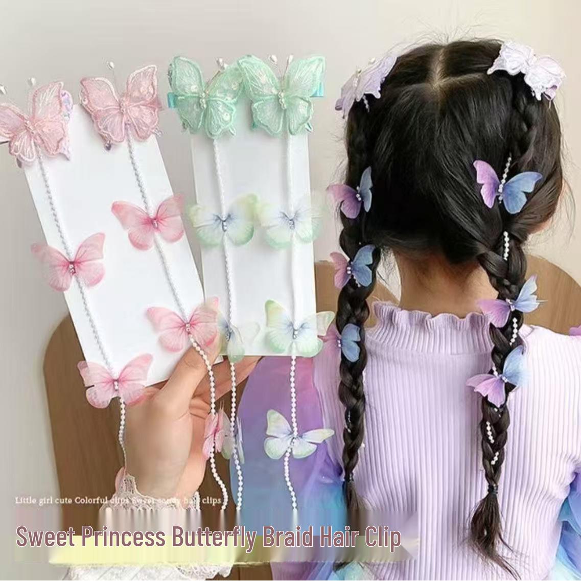 

Princess Braided Hair Clips: Fairy Hairpins with Bow and Tassels, Safe for Kids