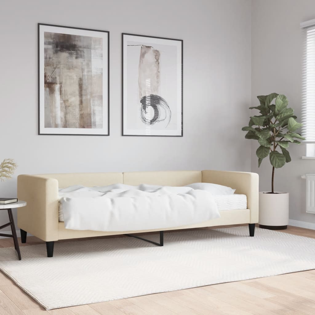 Vidaxl Sofa Z Materacem Do Spania, Kremowa, 80X200 Cm, Tkanina