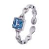 Color Treasure Ring S925 Sterling Silver Inlaid Natural Topaz Sugar Cube Open Ring Ring Fashion High Sense Women