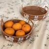 1PC Imitation Rattan Storage Supplies Round Shape Home Storage Tray Party Food Plate Kitchen Handwoven Picnic Food Tray 3 Sizes