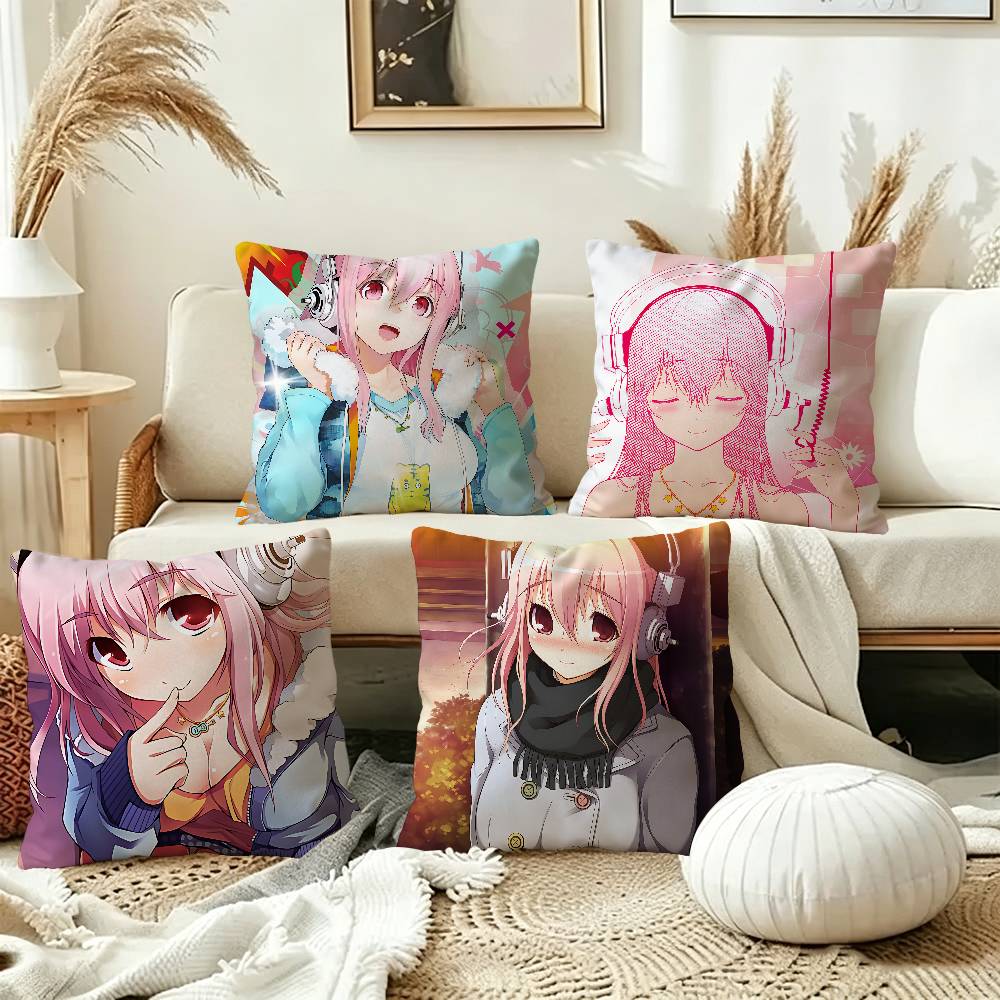 Super Sonico Manga Anime 45*45cm Cushion Cover Pillow Cover Decor Pillowcase Home Pillowcase for Couch Pillow