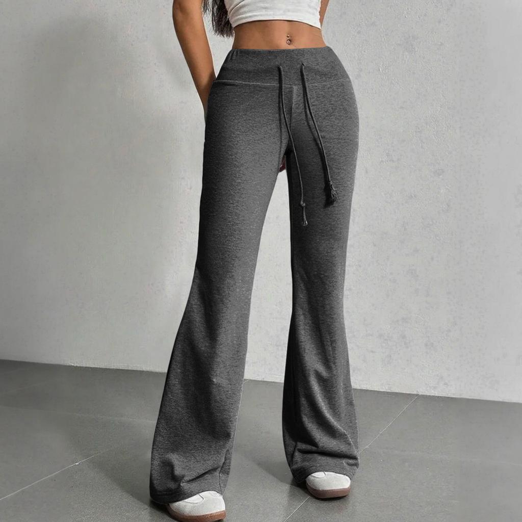 Women's Flared Casual Drawstring Elastic Waist Pants Comfortable Flared Yoga Loose Trousers