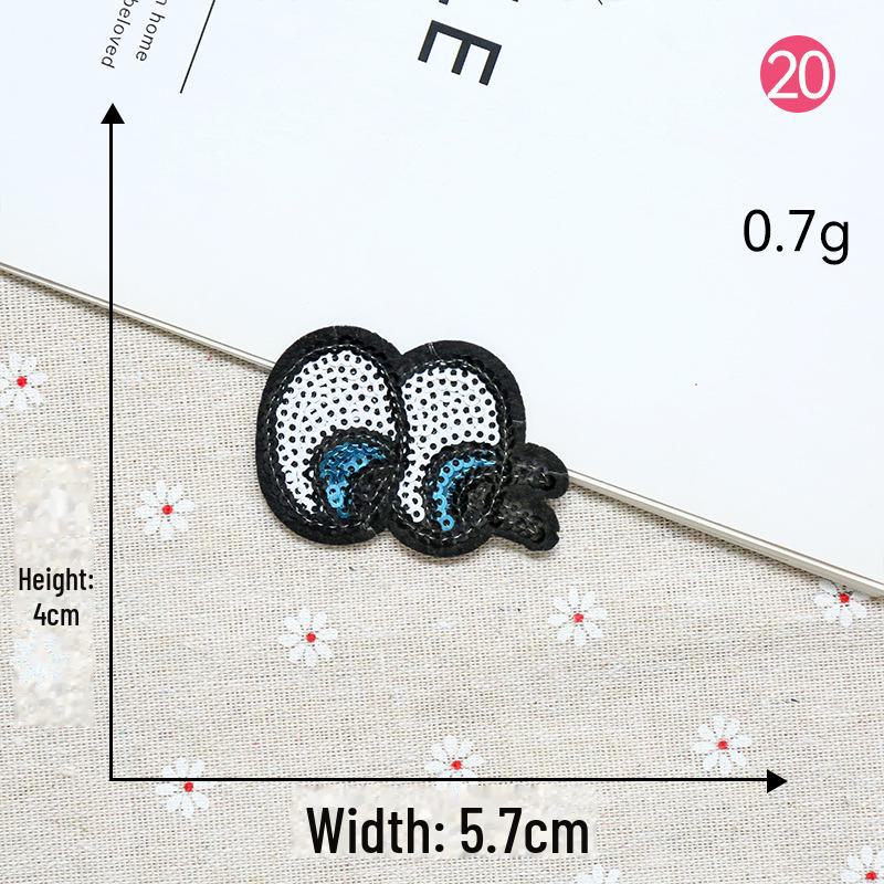 Smiley Face Embroidery Patch Sequin Love Label - Eyes Clothing Decoration.