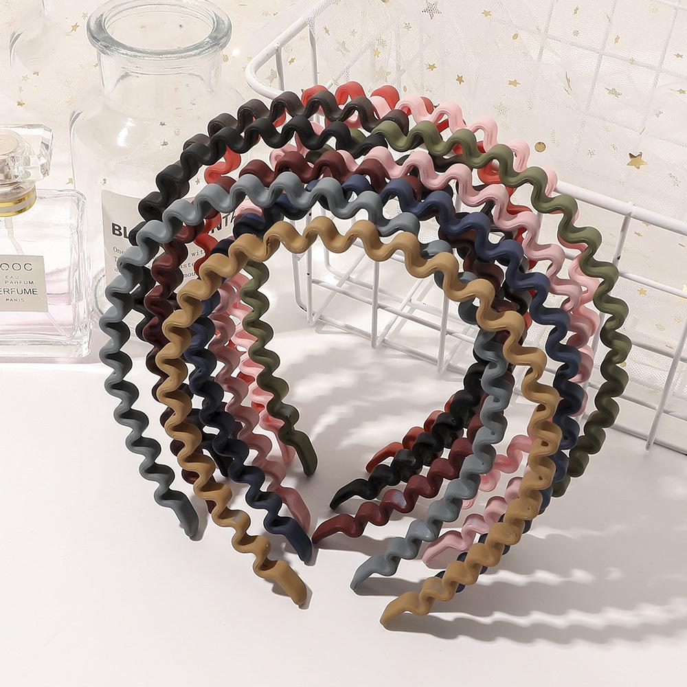 Fashion Headdress Solid Color Wavy Resin Hair Comb Hairbands Mens Women Headband Alice Sports Hair Hoop Bezel Hair Accessories