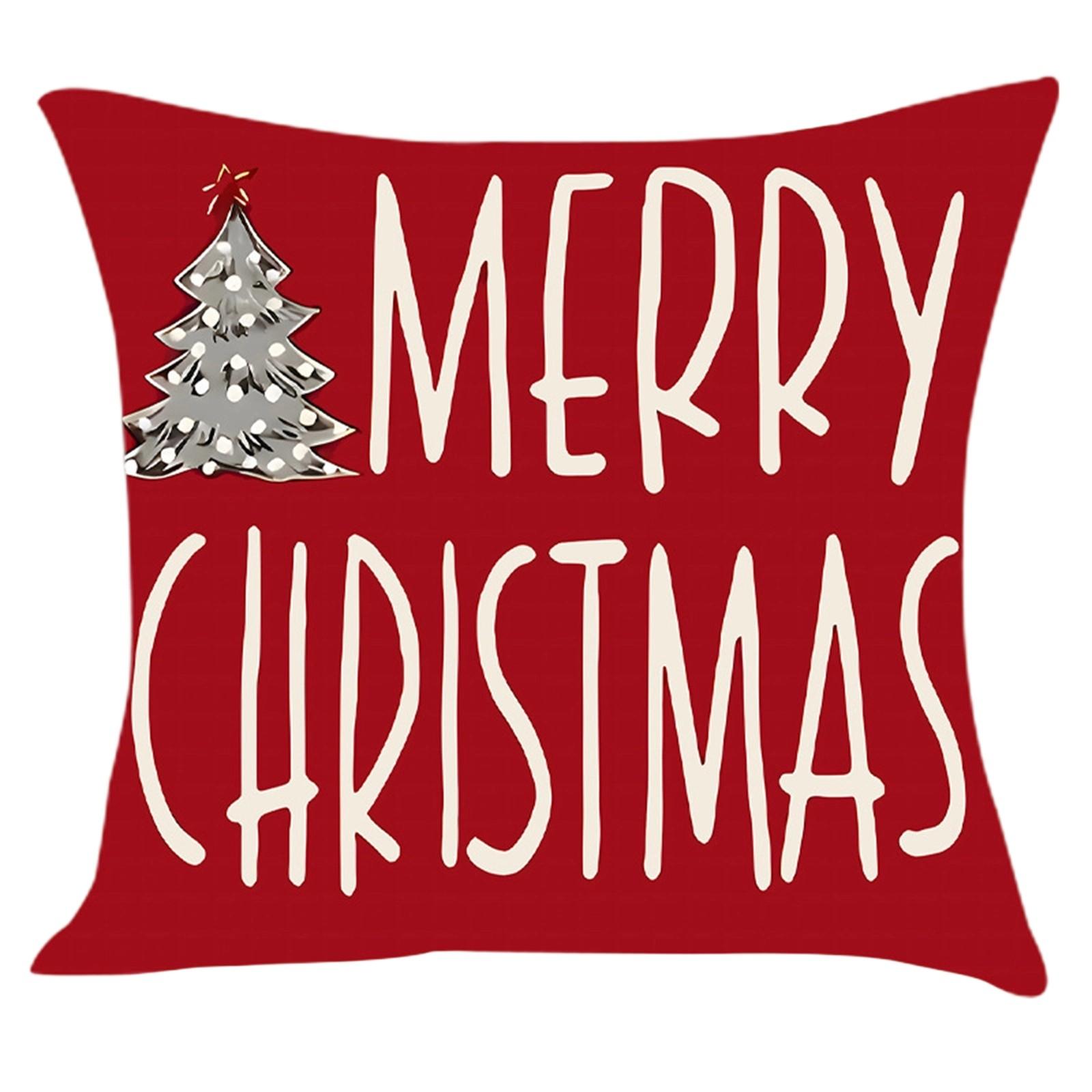 

LET IT SNOW MERRY BRIGHT CHRISTMAS H O Christmas Santa Snowman Print Pillowcase Living Room Sofa Cartoon Pattern Cushion Cover Pillowcase One Size