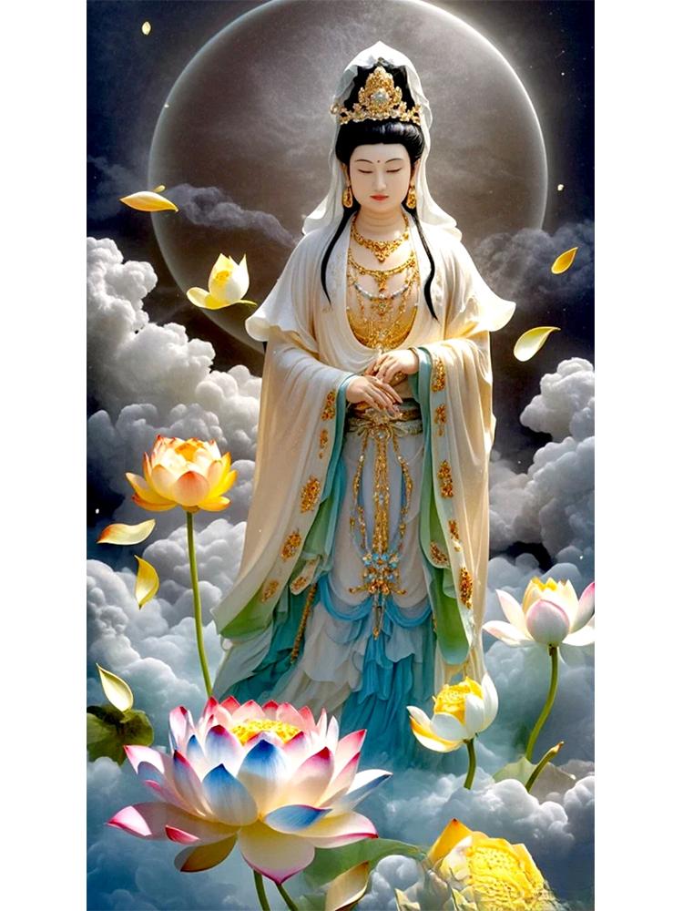 

Новый 5D Гуаньинь Бодхисаттва Узор Алмазная картина Мозаика Вышивка Полный квадратный и круглый бриллиант Большое украшение для дома DIY Full Round 20x40CM