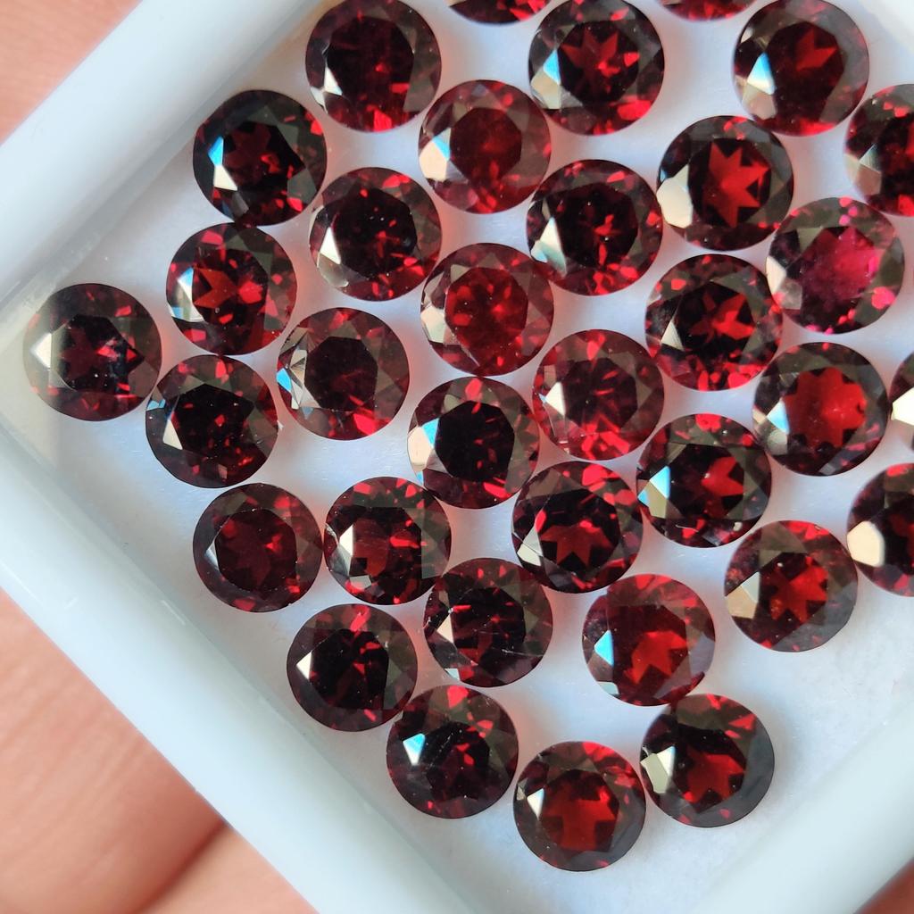 5 Mm Round Cut Natural Red Garnet Gemstone Lot, Healing Gemstones Lot.