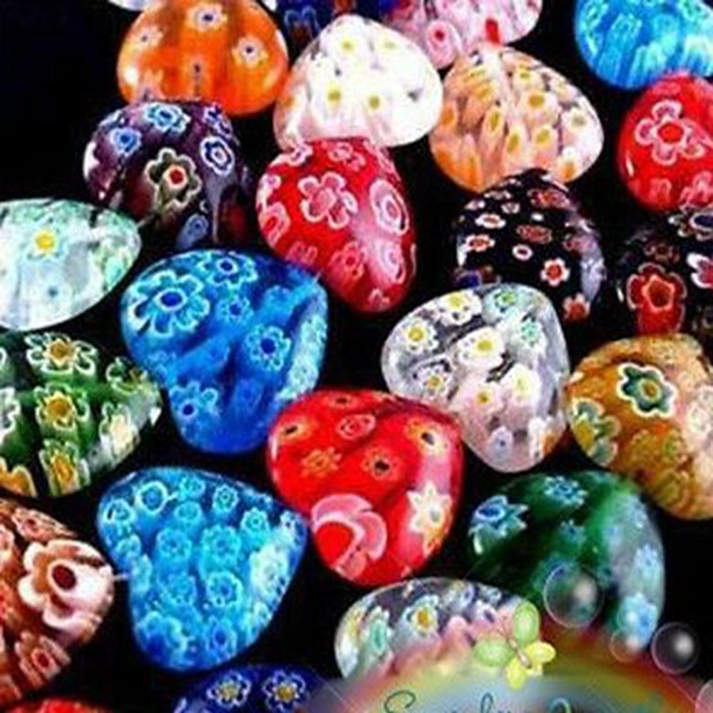 

20/100pcs Сияющее сердце Millefiori Стекло Крафт Бусины 8 мм Многоцветный