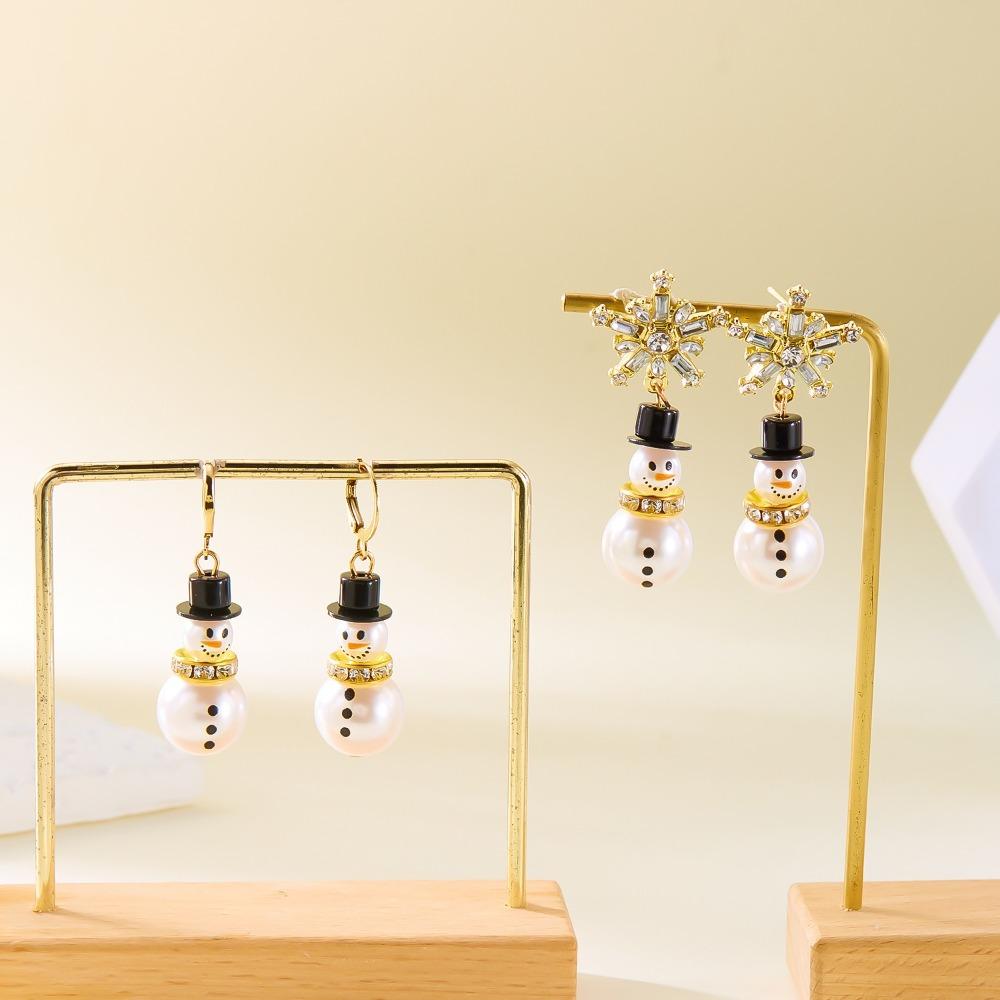 Rhinestone Snowman Earrings Snowflake Xmas Dangle Earrings Exquisite Christmas Earrings Party