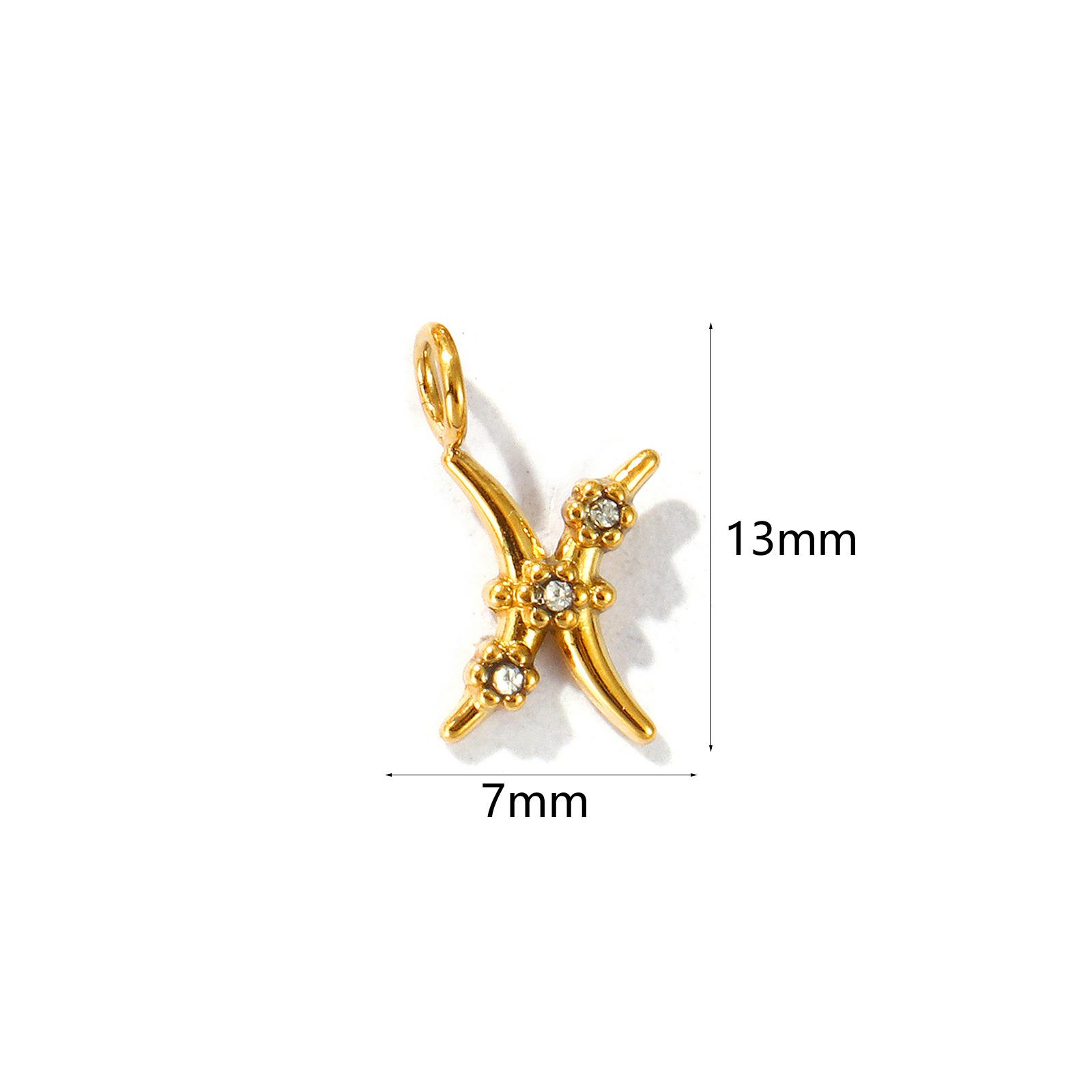 

2 Pcs 304 Stainless Steel Charms Zodiac Constellation Micro Pave Clear Rhinestone 18K Gold Plated Pendants For DIY Necklace