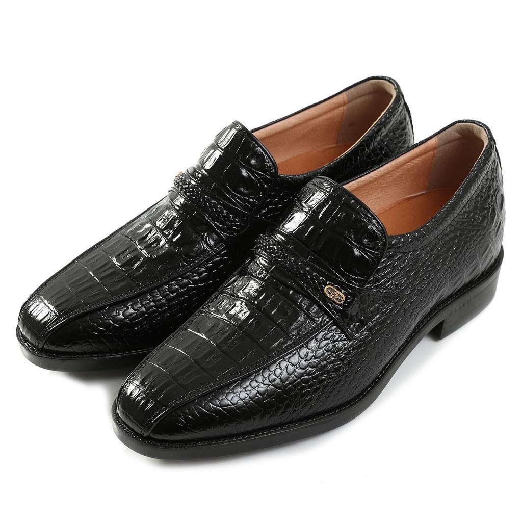 Shoes Secret Shoes Business Genuine Leather Domestic Breathable Leather Shoes Made In Japan Shoes Wide Croco Embossed 5cm Up 636 Black Cm [Kitajima