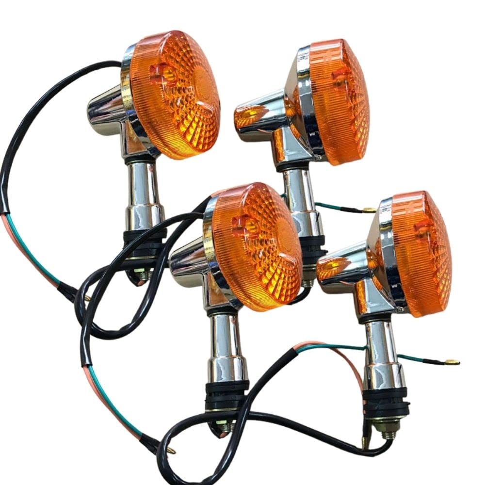 One+lifestyle Motorcycle Turn Signals, Large Turn Signals, Set of 4, Universal GS, Old Car, Cafe Racer, European (Orange)