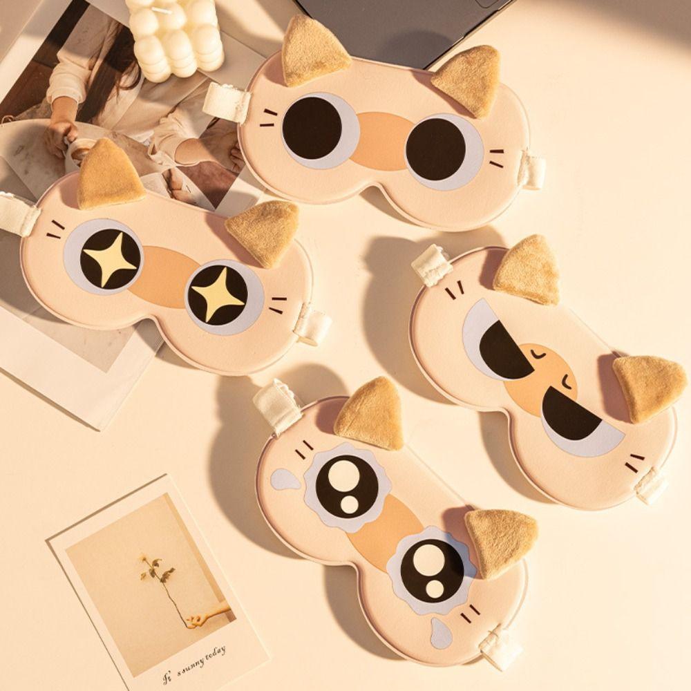 Soft Breathable Fabric Eye Mask Breathable Light Blocking Eye Cover Cat Ear Eye Mask Noon Break