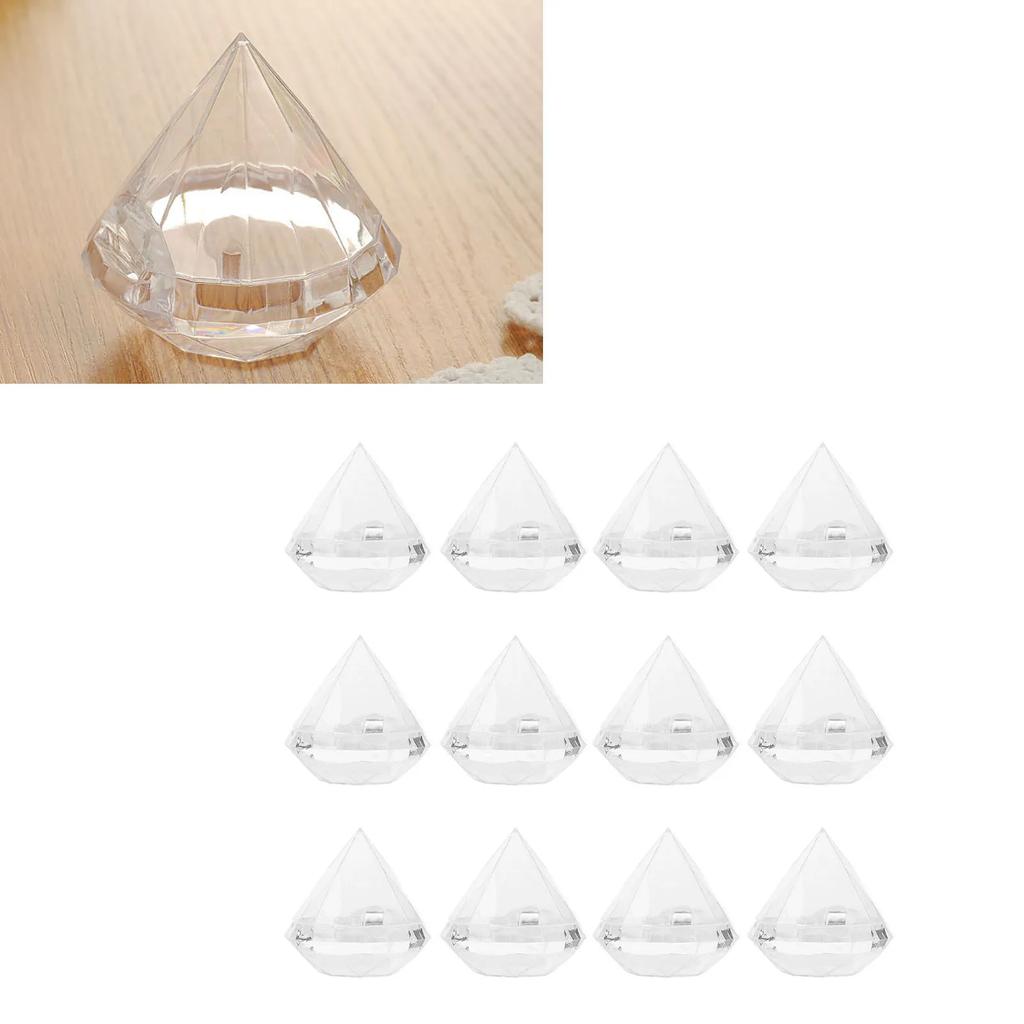 12pcs Candies Box Diamond Shaped Clear Jar Transparent Plastic Candy Storage Box For Home