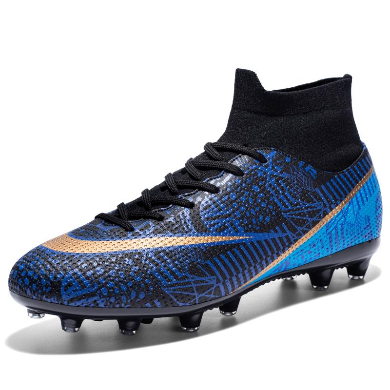 High Top Men Soccer Shoes FG/TF Anti-Skid Male Football Boots Kids Grass Training Ankle Cleats Soccer Sneakers