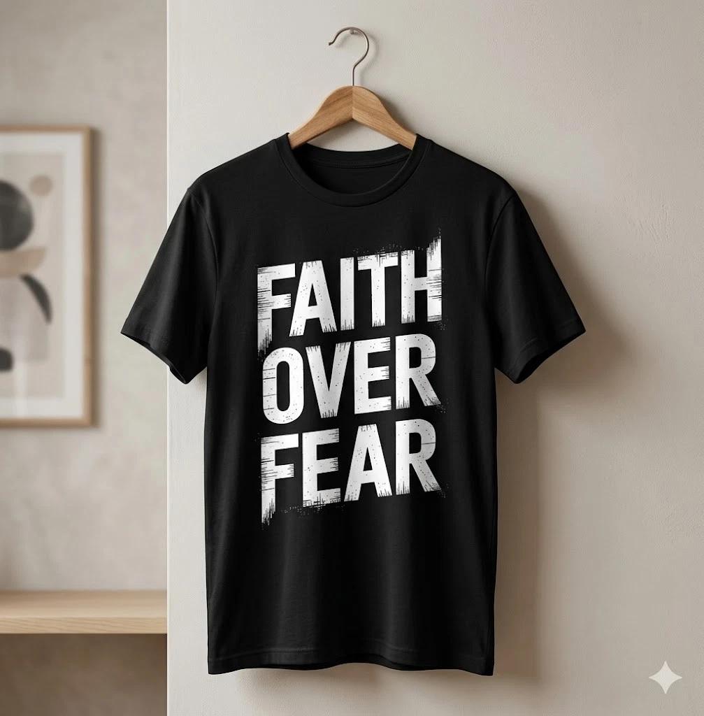 Unisex Adult Casual Quote Faith Over Fear Inspirational Quote Graph... XXXXL