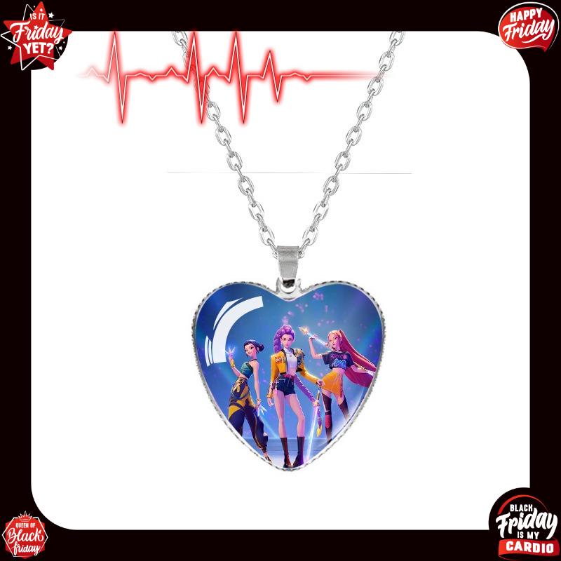 1 sztuka Akcesoria Anime K-pop Łowcy Demonów Klejnot Czasu Naszyjnik Serce Szczęśliwy Naszyjnik Prezent dla Dziewczynek Prezent Urodzinowy Prezent Świąteczny