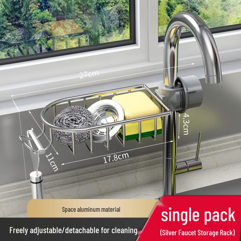 

Adjustable Black Gold Space Aluminum Faucet Storage Rack for Kitchen Sink
