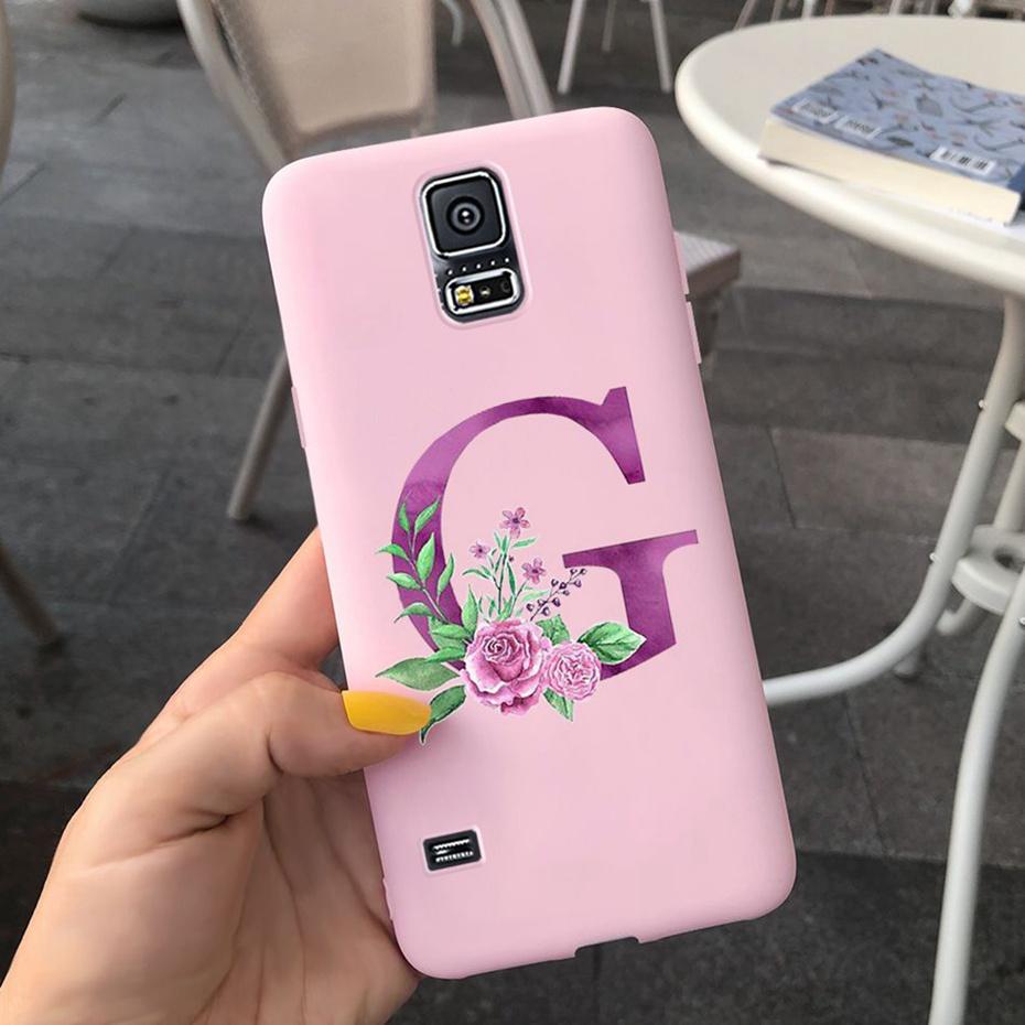 For Samsung Galaxy S5 I9600 Phone Case Flower Initial Alphabet Case For Samsung S5 Neo S 5 G900 G903F SM-G900F Soft Silicon Case