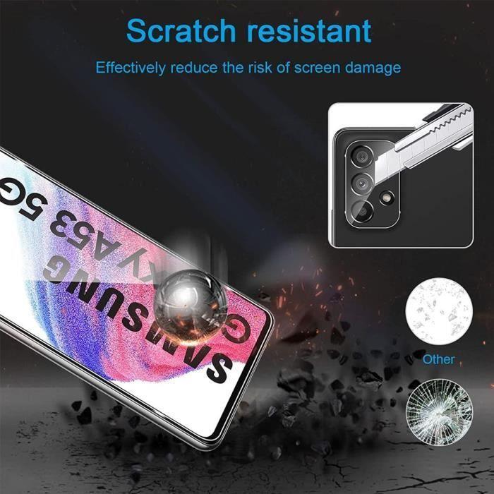 Coque pour Samsung Galaxy A53 5G Silicone Noir + 2 Verres Trempé Ecran + 2 Verre Trempé Caméra Arrière