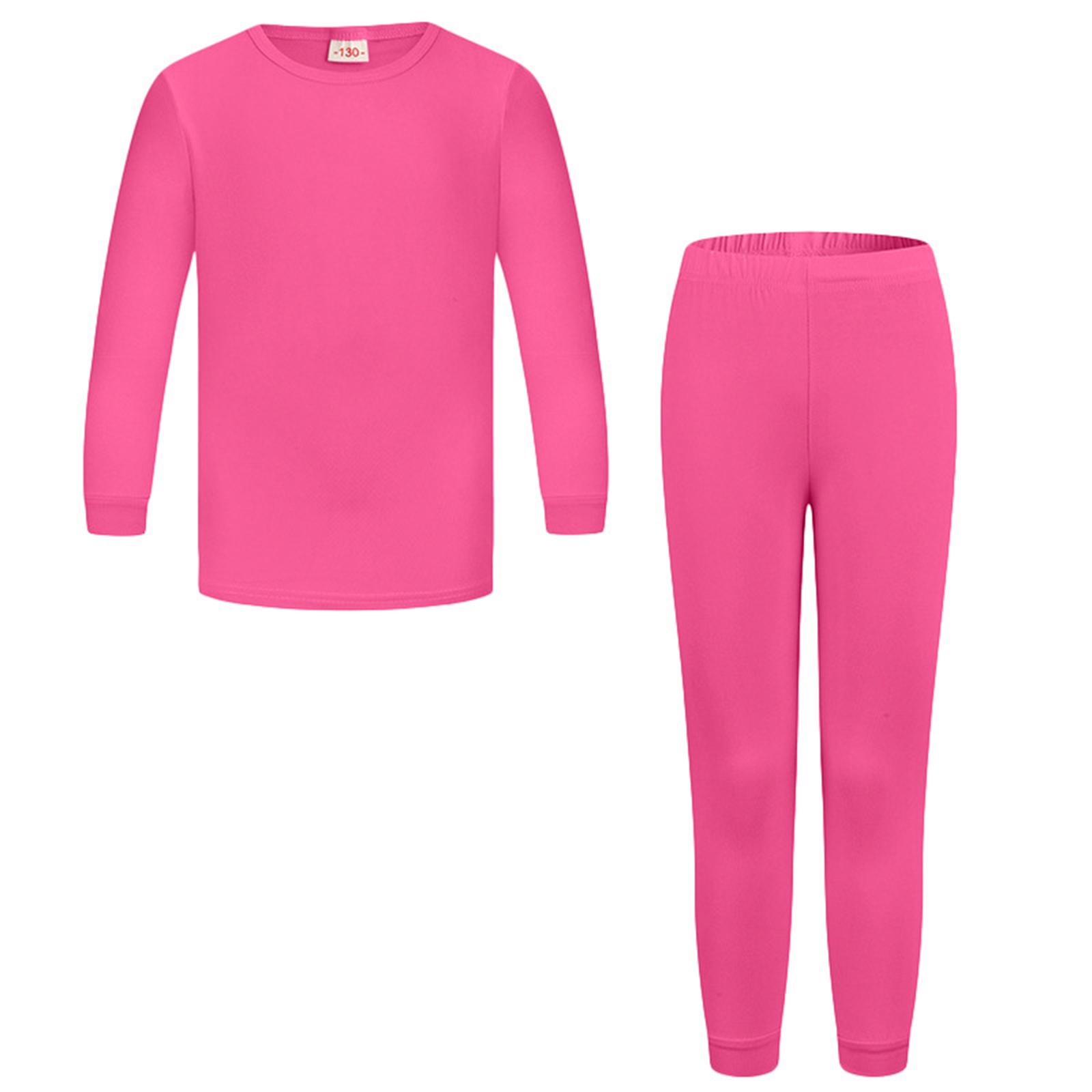 Повседневный модный комплект из двух предметов: брюки с длинным рукавом и однотонная пижама для мальчиков и девочек 160 горячий розовый