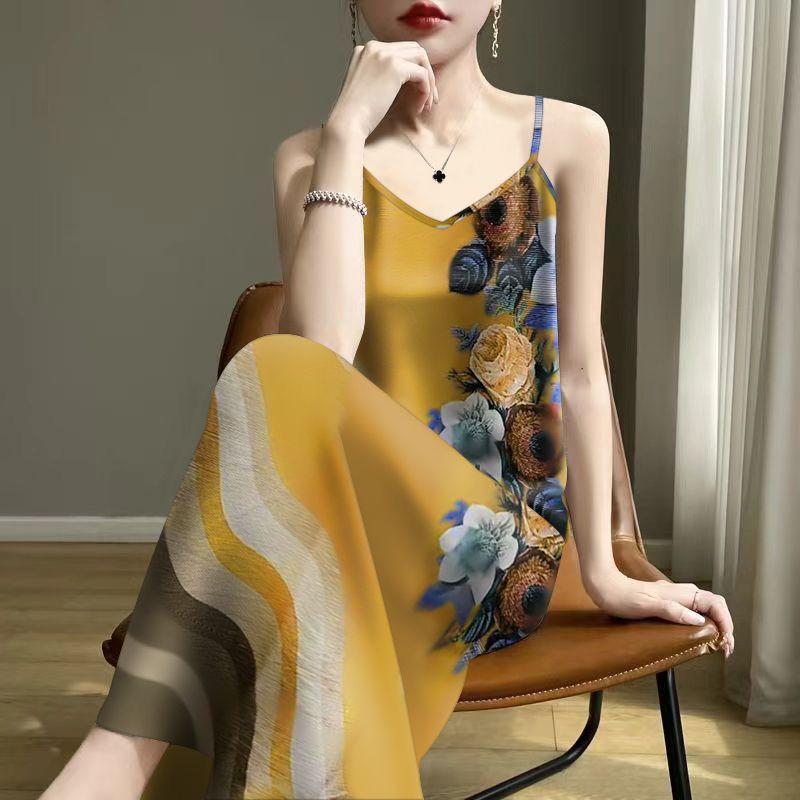 2025 summer women's explosion age reduction summer printing suspenders sleeveless inside and outside vest dress 3D three-dimensional printing skirt