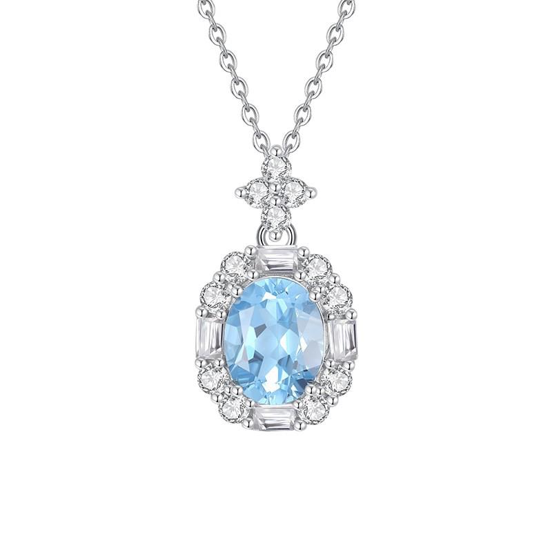 S925 Sterling Silver Natural Gemstone Necklace for Women, Multi-Color Crystal Pendant, Versatile Jewelry