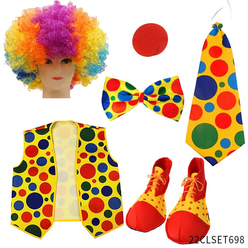 Roleplay Joker Outfit With Clown Nose And Wig Set For Cosplay Costume Events