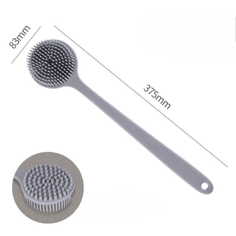 Silicone Back Scrubber Brush for Shower  Long Handle Body Deep Cleansing and Exfoliating Massage Double-Sided Soft Bristles
