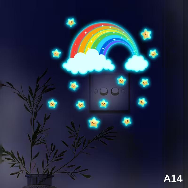 Glow-In-The-Dark Switch Sticker Frog Cat Design Self-Adhesive Removable Pvc Switch Decoration For Home, Bathroom, Bedroom