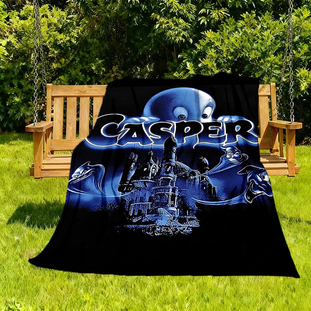 1pc Casper the Friendly Ghost Outdoor Blanket Lightweight Flannel, Soft & Warm, All Season Use for Sofa, Outdoor, Camping, Living Room, Office, Chair
