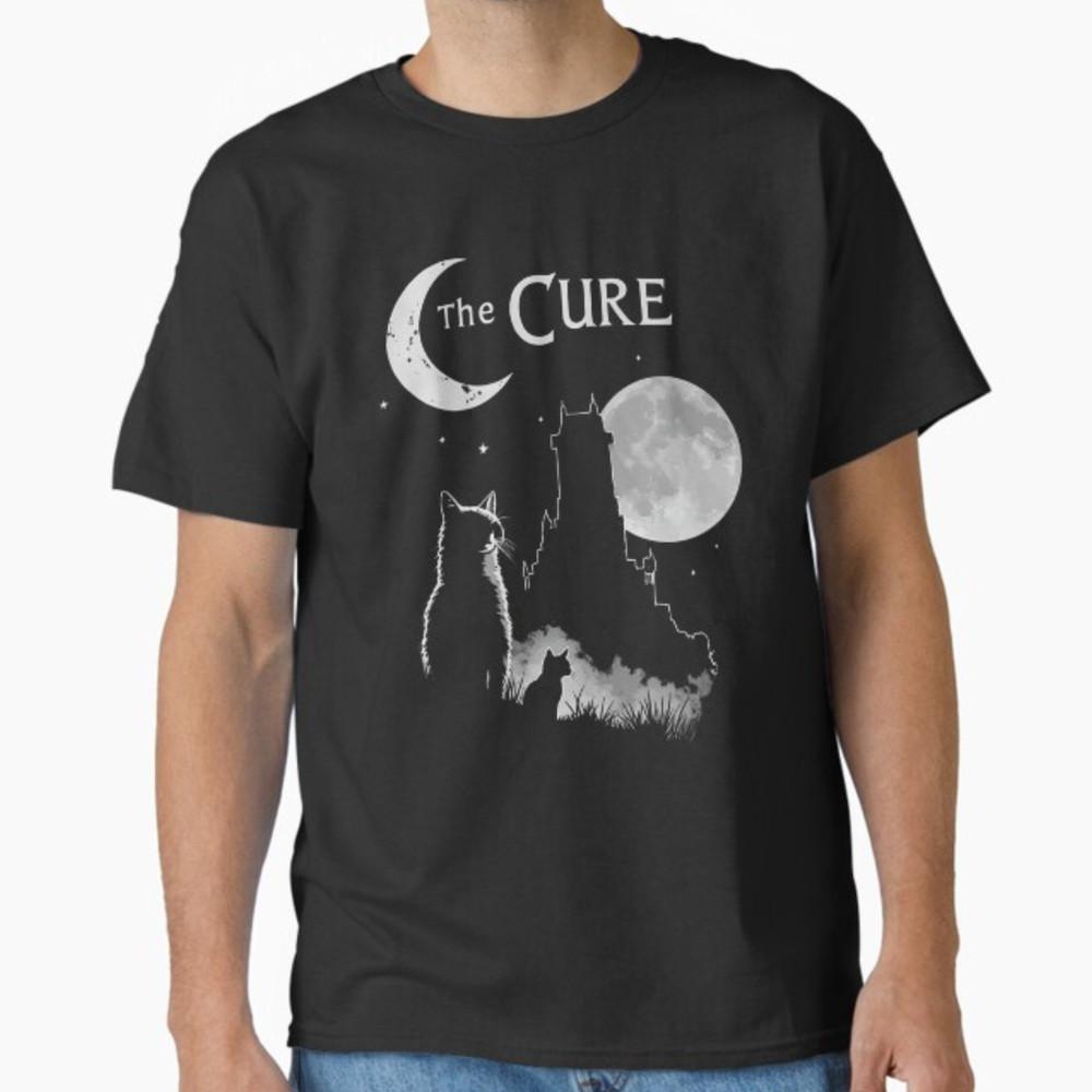 The Cure Винтажная Кошка Луна Забавная The Cure Любитель кошек Женская Мужская Футболка Унисекс Футболка XL