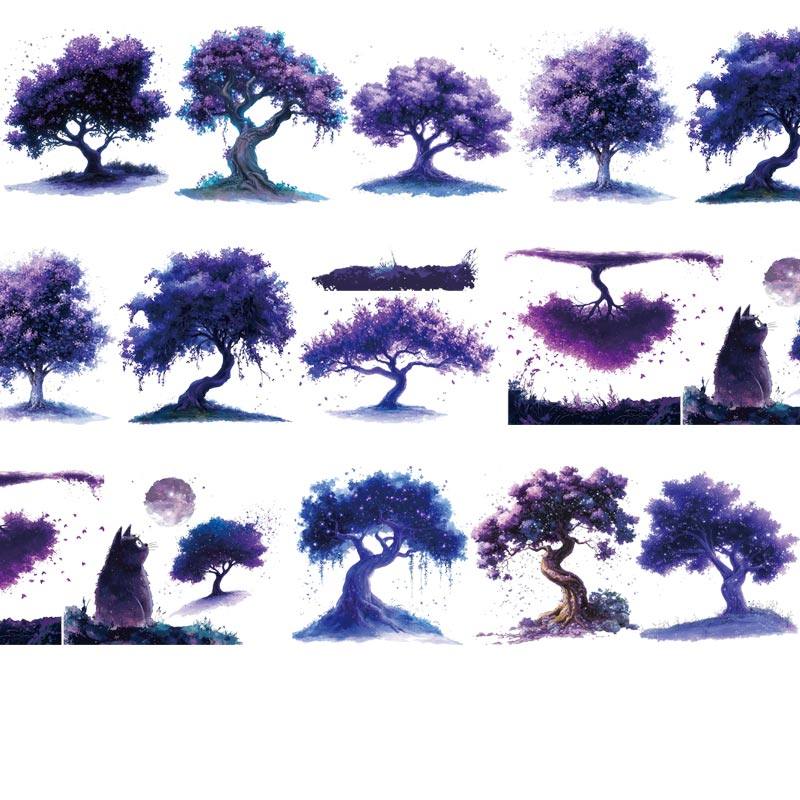 Pet Tape Journal Night Landscaping House Tree Garden Collage Decoration Landscaping Decoration Card Landscaping Sticker