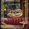 Lightweight Window Ornaments Hot Dog Stained Glass Acrylic Suncatcher, Colorful Retro Hanging Ornament with Modern Shop Soft Furnishings Metal Chain,