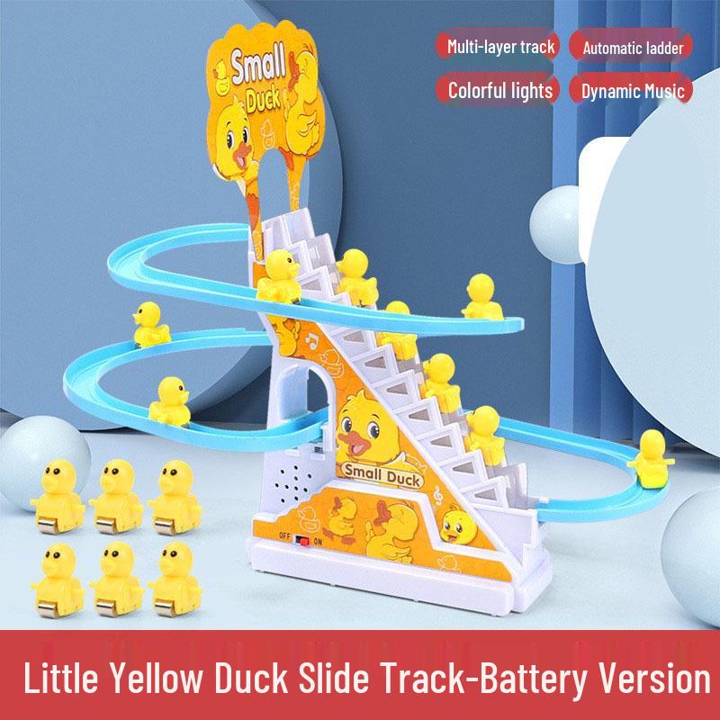 Interactive Electric Little Yellow Duck Climbing Stairs Toy with Music - Educational and Fun for Kids