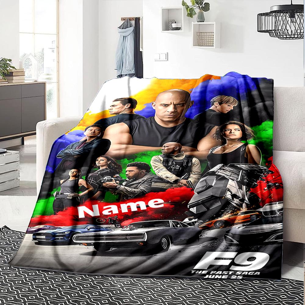 Custom Name Fast & Furious Theme Printed Blanket - Perfect for Couch, Bed, Travel & Outdoor Use | Machine Washable, Cozy & Durable.