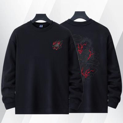 Hoodies Men O Neck Fashion Printed Sweatshirt Long Sleeve Loose Velvet Hoodie Tops Casual