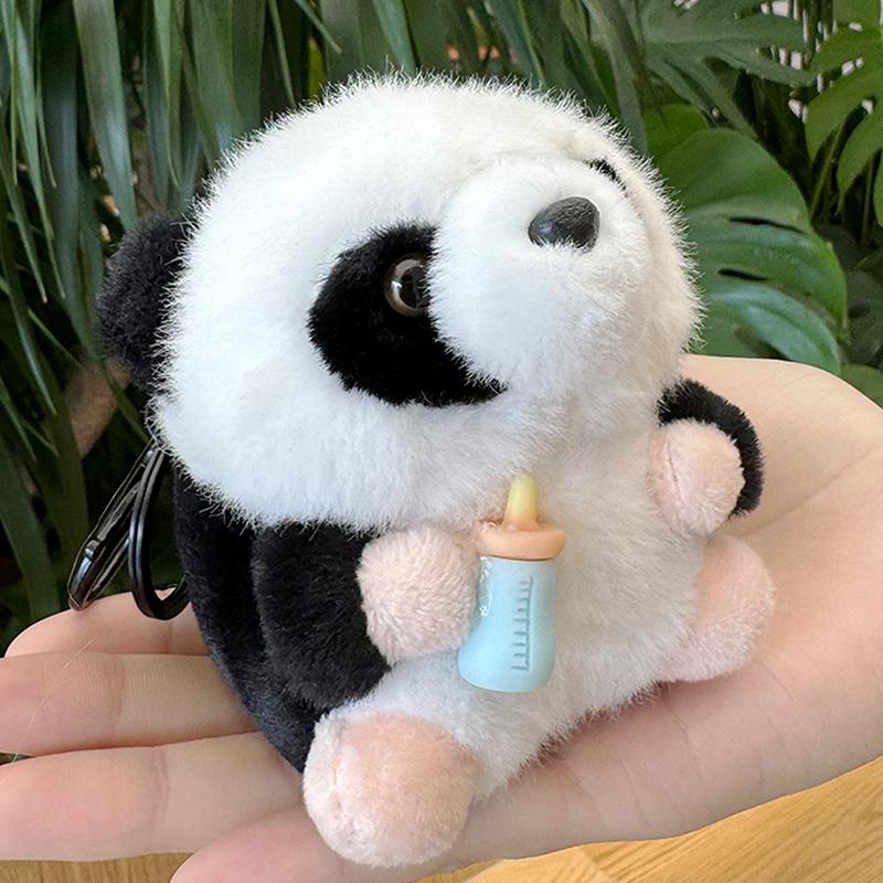 Cute Cartoon Panda Plush Toy Pendant Keychain Kawaii Stuffed Animals Keychain Novelty Backpack Decoration Accessories Gifts