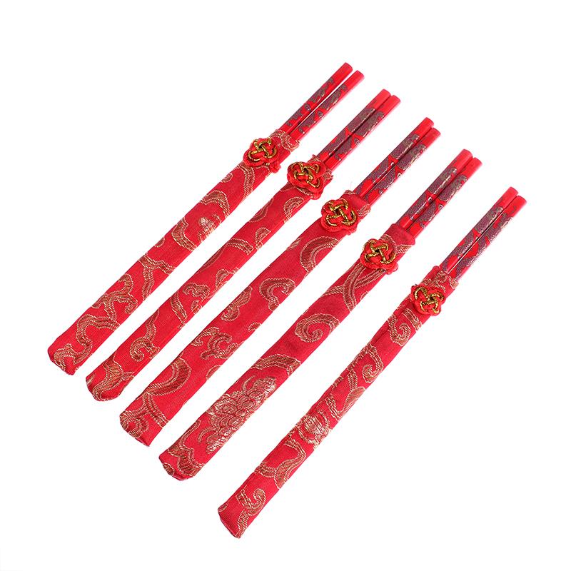 Red Chopsticks Chinese Wood Bag Holder Dinnerware Flatware Kitchen Food Stick