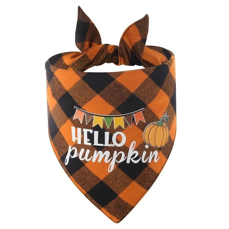 

Pet Bandanas Adjustable Classic Plaid Style Thanksgivingcat Bandana Halloween Dog Bandana for Small Medium Large Dog Accessories