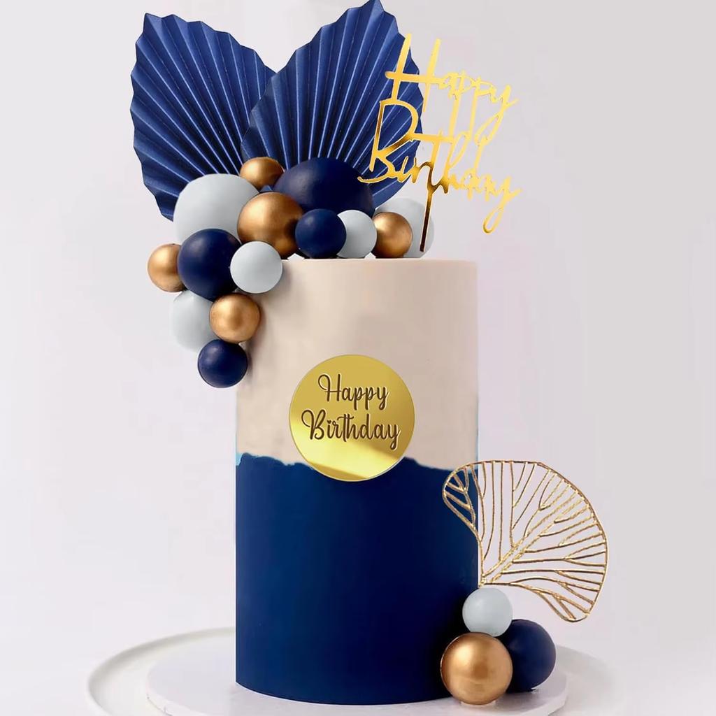29pcs Blue White Gold Balls Cake Toppers Balls Birthday Cake Decorations for Birthday Boho Wedding Baby Shower Party Decorations
