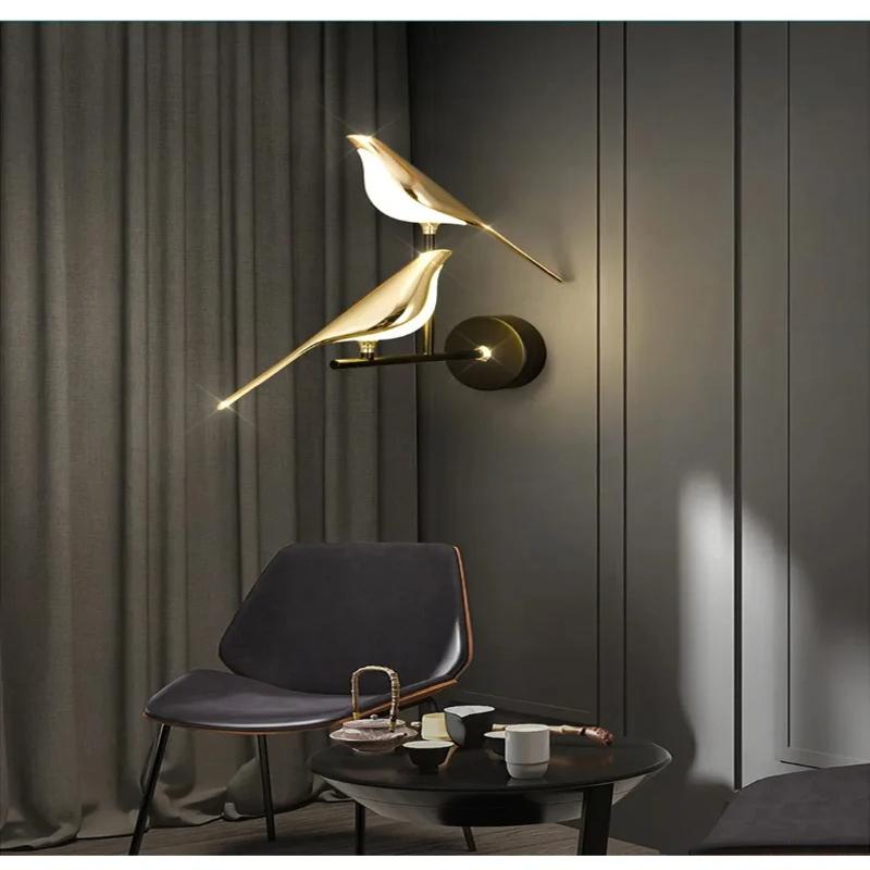 1 buc. Lumini de perete LED Pasăre Aurie Nordică Salon Bar Lămpi de perete Creative Aplice Noutate Dormitor Lampă de noptieră Decorare Sufragerie