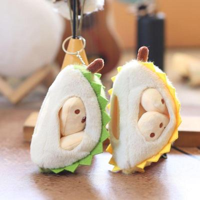 1Pc Cute Fruit Durian Pendant Plush Toy Schoolbag Pendant Doll Keychain Car Keychain Pendant Couple Keychain Gift